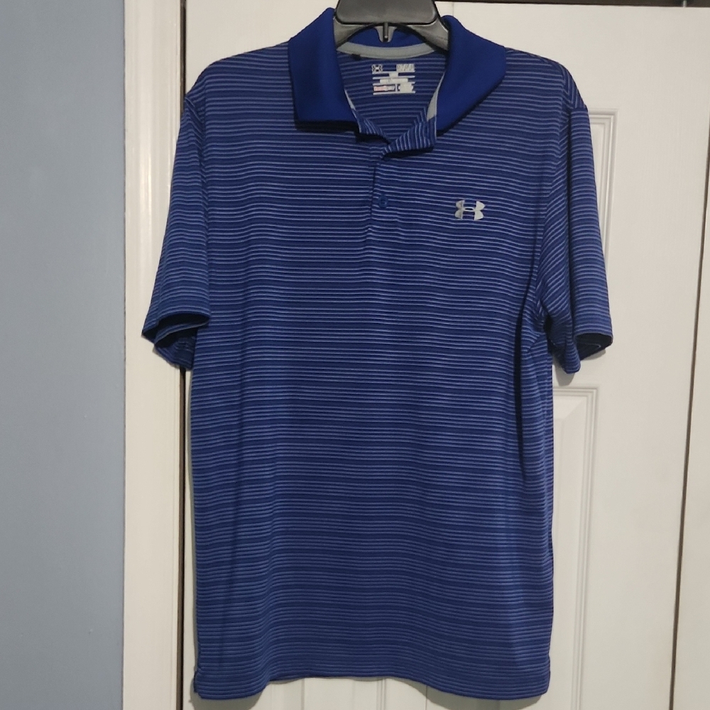 Under Armour Men's Blue Striped Polo Shirt